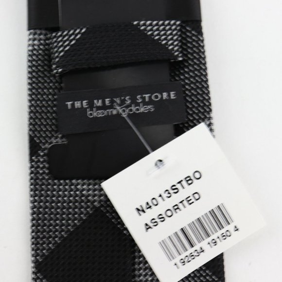 Bloomingdale's The Men's Store, Black and White Plaid Men's Silk Neck Tie NWT - Picture 3 of 4